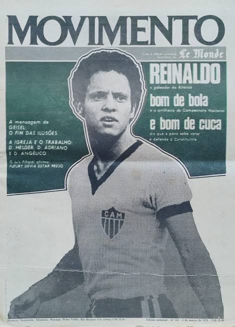 Reinaldo na capa do jornal Movimento, imprensa alternativa de resistência à ditadura militar