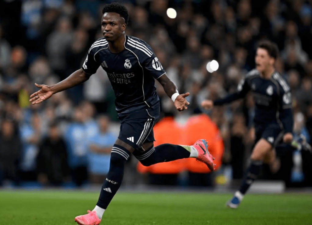 Vini Jr leva Real Madrid às quartas das Champions